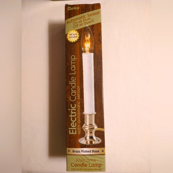 DARICE AUTOMATIC DUSK/DAWN ELECTRIC CANDLE LIGHT /W BRASS PLATE BASE-EACH (NWT) - Picture 3 of 5